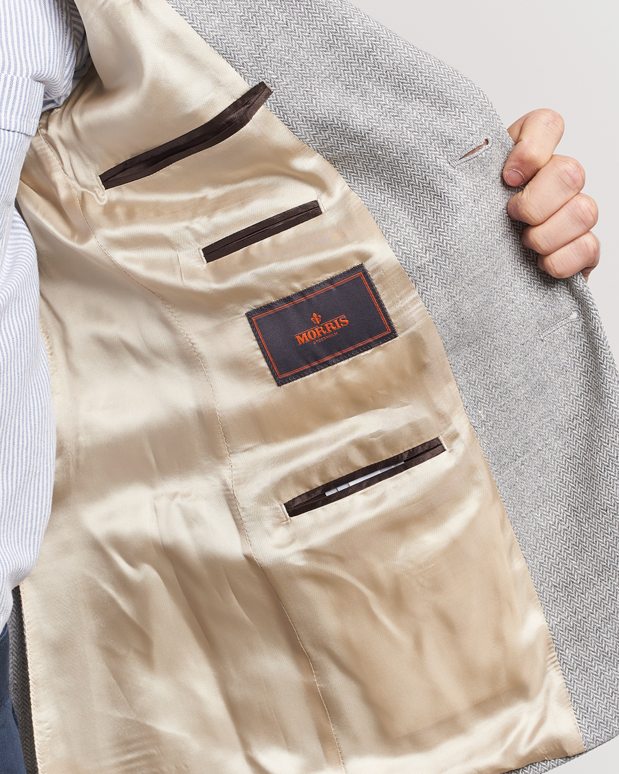Herr | Kavajer | Morris | Hayes Linen Herringbone Blazer Grey