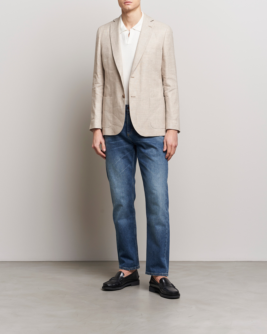 Herr | Kavajer | Morris | Archie Cotton Glencheck Blazer Khaki