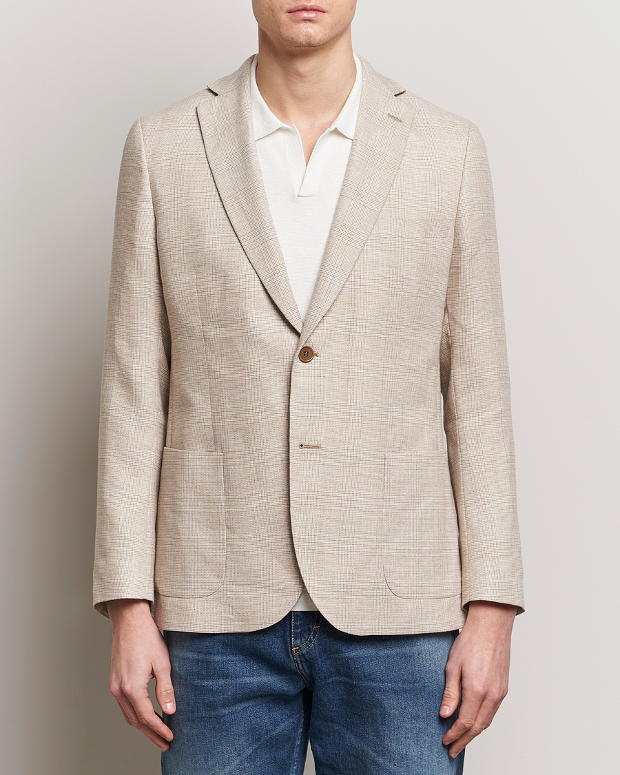 Herr | Kavajer | Morris | Archie Cotton Glencheck Blazer Khaki