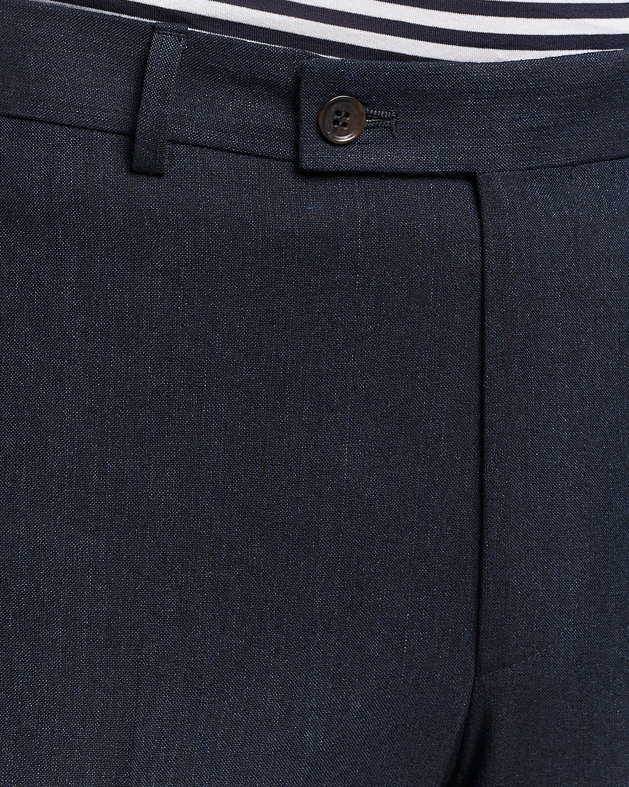Herr | Byxor | Morris | Bobby Linen Suit Trousers Navy