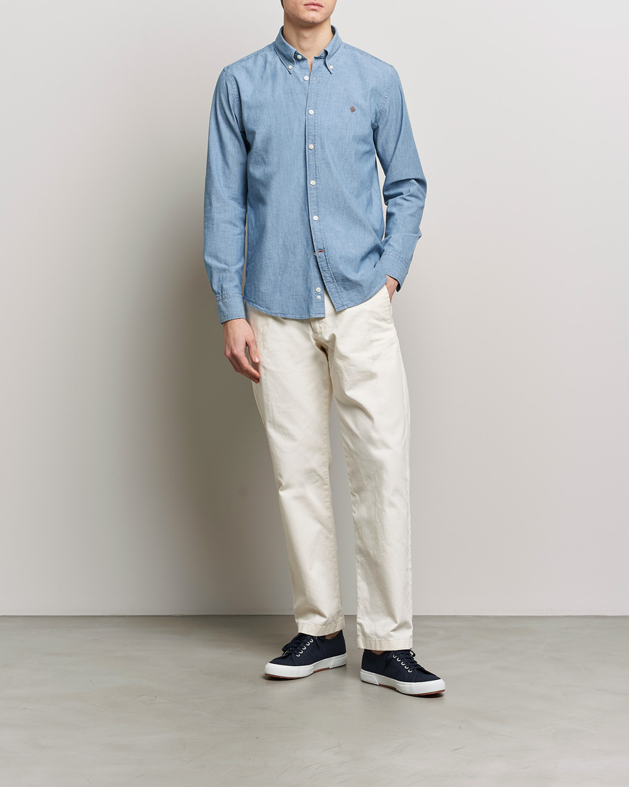 Herr | Skjortor | Morris | Slim Fit Chambray Shirt Blue