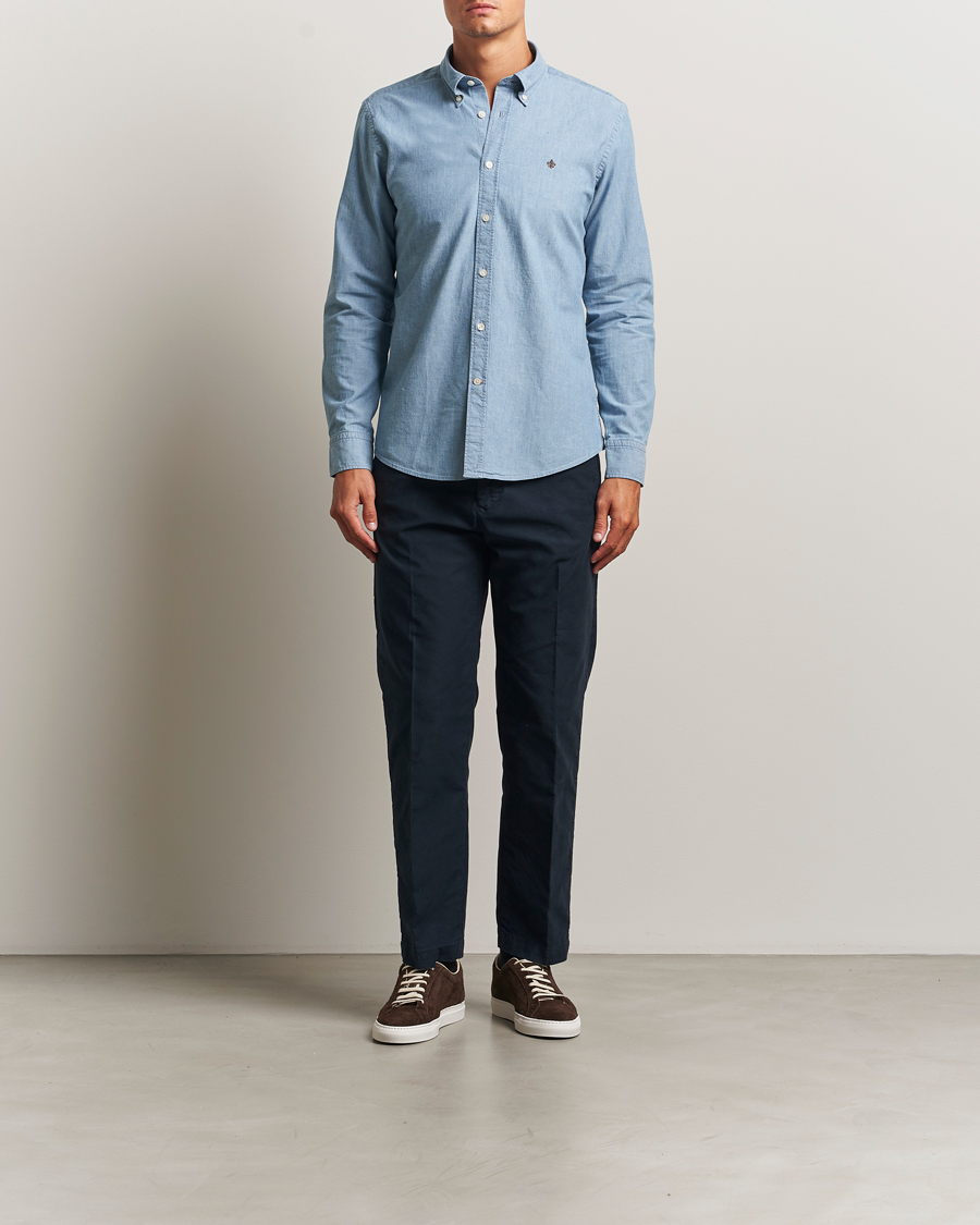 Herr | Skjortor | Morris | Slim Fit Chambray Shirt Blue