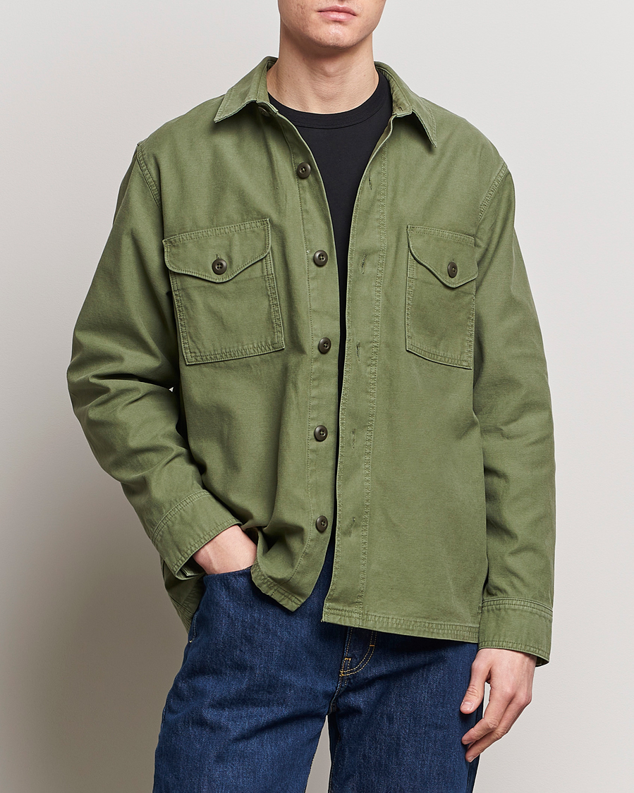 Herr | American Heritage | Filson | Reverse Sateen Jac-Shirt Washed Fatigue Green