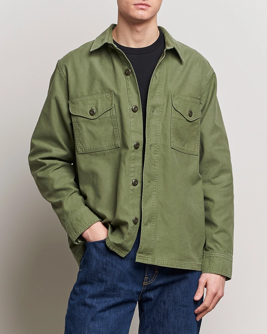 Herr | Avdelningar | Filson | Reverse Sateen Jac-Shirt Washed Fatigue Green