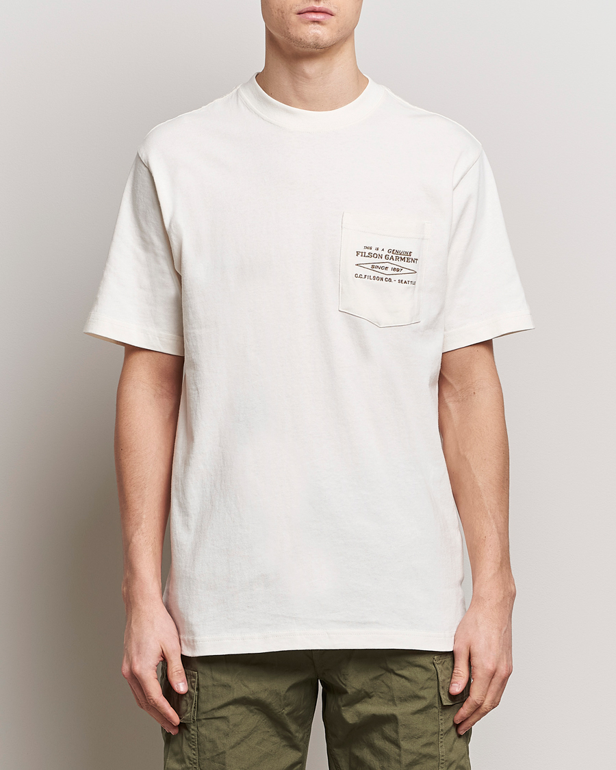 Herr | Kortärmade t-shirts | Filson | Embroidered Pocket T-Shirt Off White