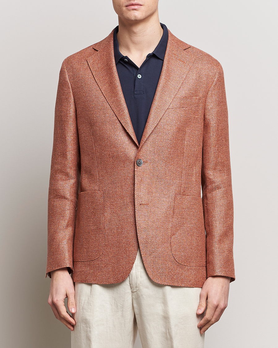 Herr | Kavajer | Oscar Jacobson | Ferry Hopsack Hemp/Wool Blazer Orange