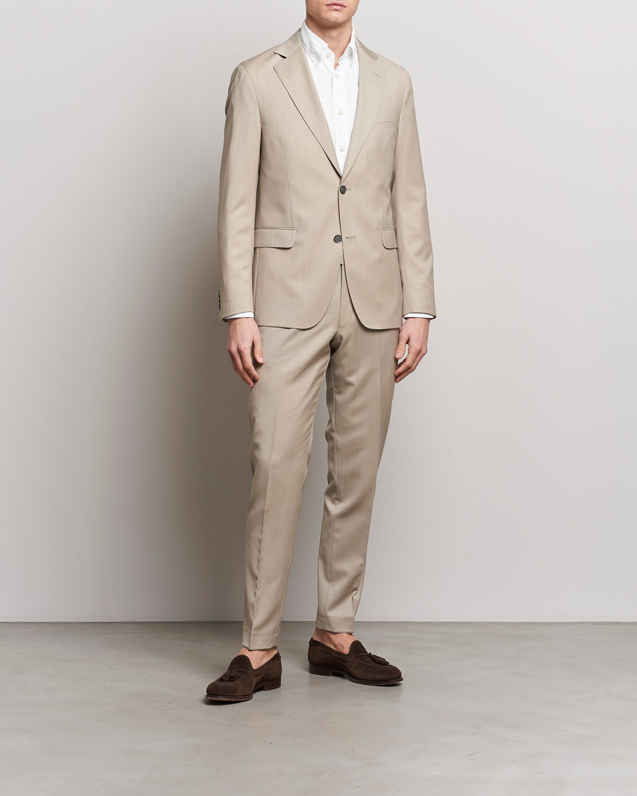 Herr | Kostymer | Oscar Jacobson | Fogerty Super 130's Wool Suit Beige