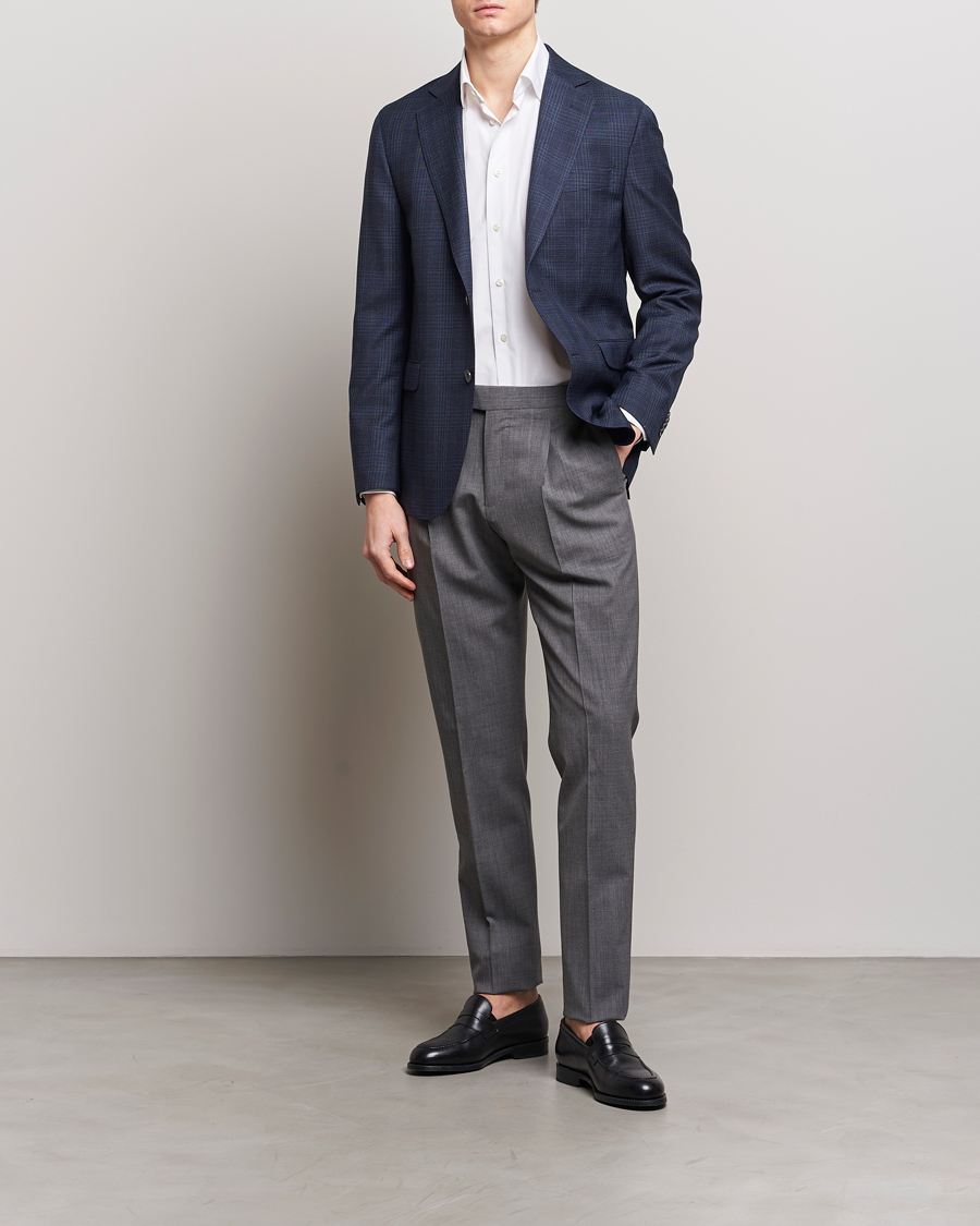 Herr | Kavajer | Oscar Jacobson | Fogerty Mini Check Wool Blazer Navy