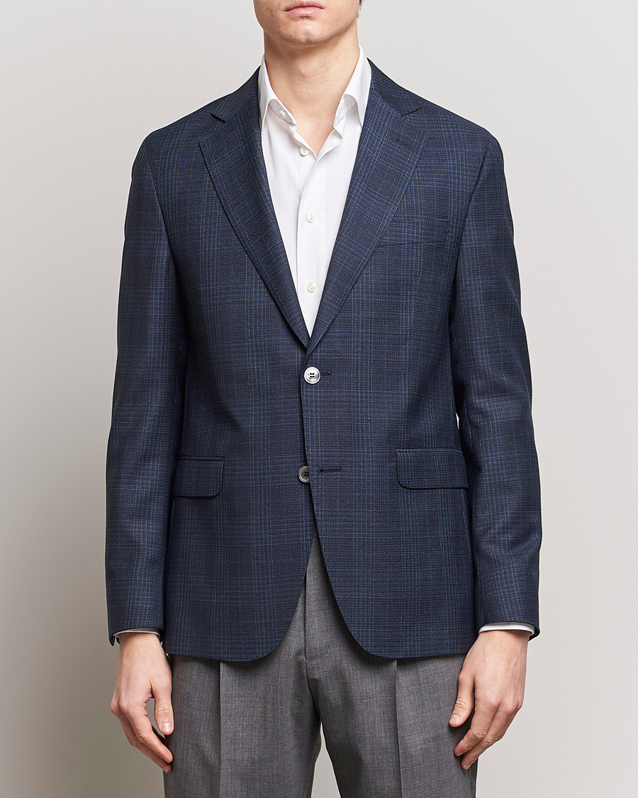 Herr |  | Oscar Jacobson | Fogerty Mini Check Wool Blazer Navy