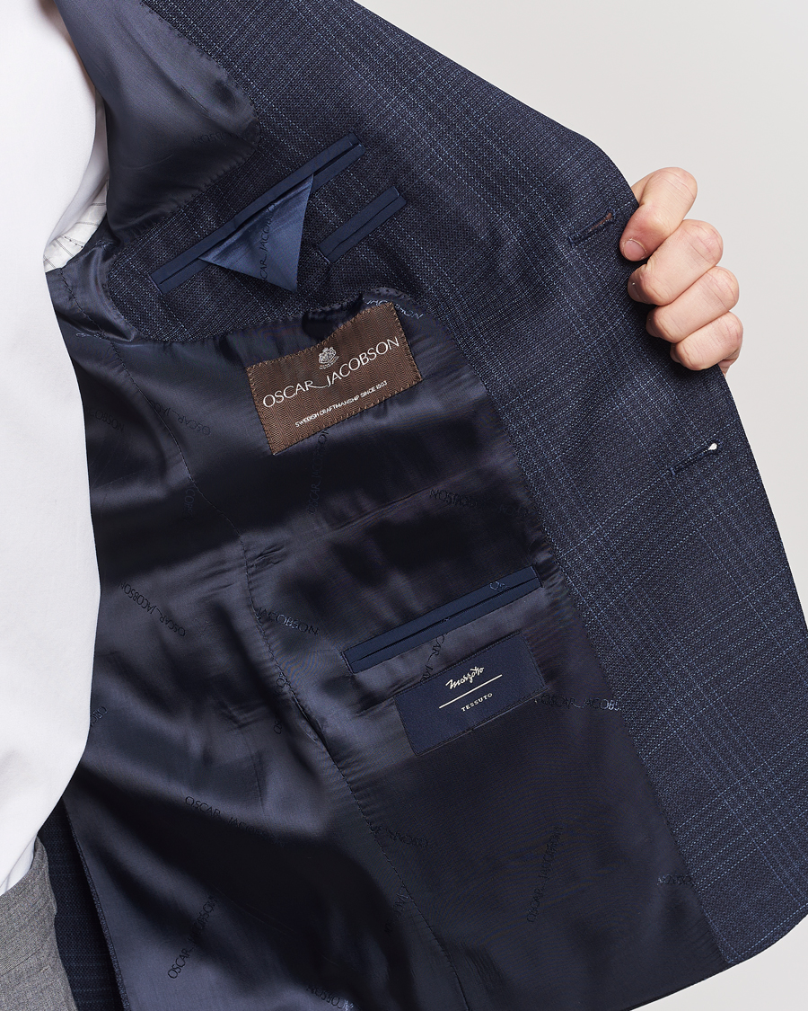 Herr | Kavajer | Oscar Jacobson | Fogerty Mini Check Wool Blazer Navy