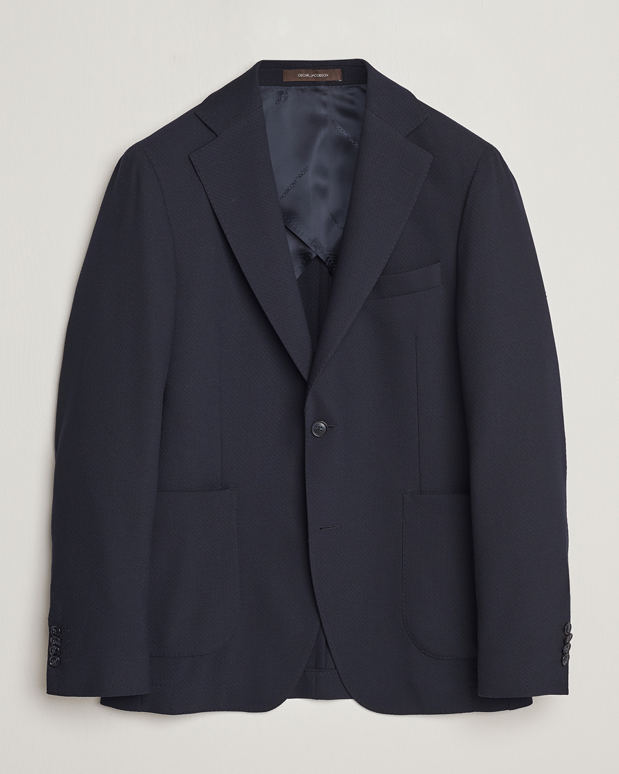 Herr | Kavajer | Oscar Jacobson | Ferry Patch Soft Wool Blazer Navy