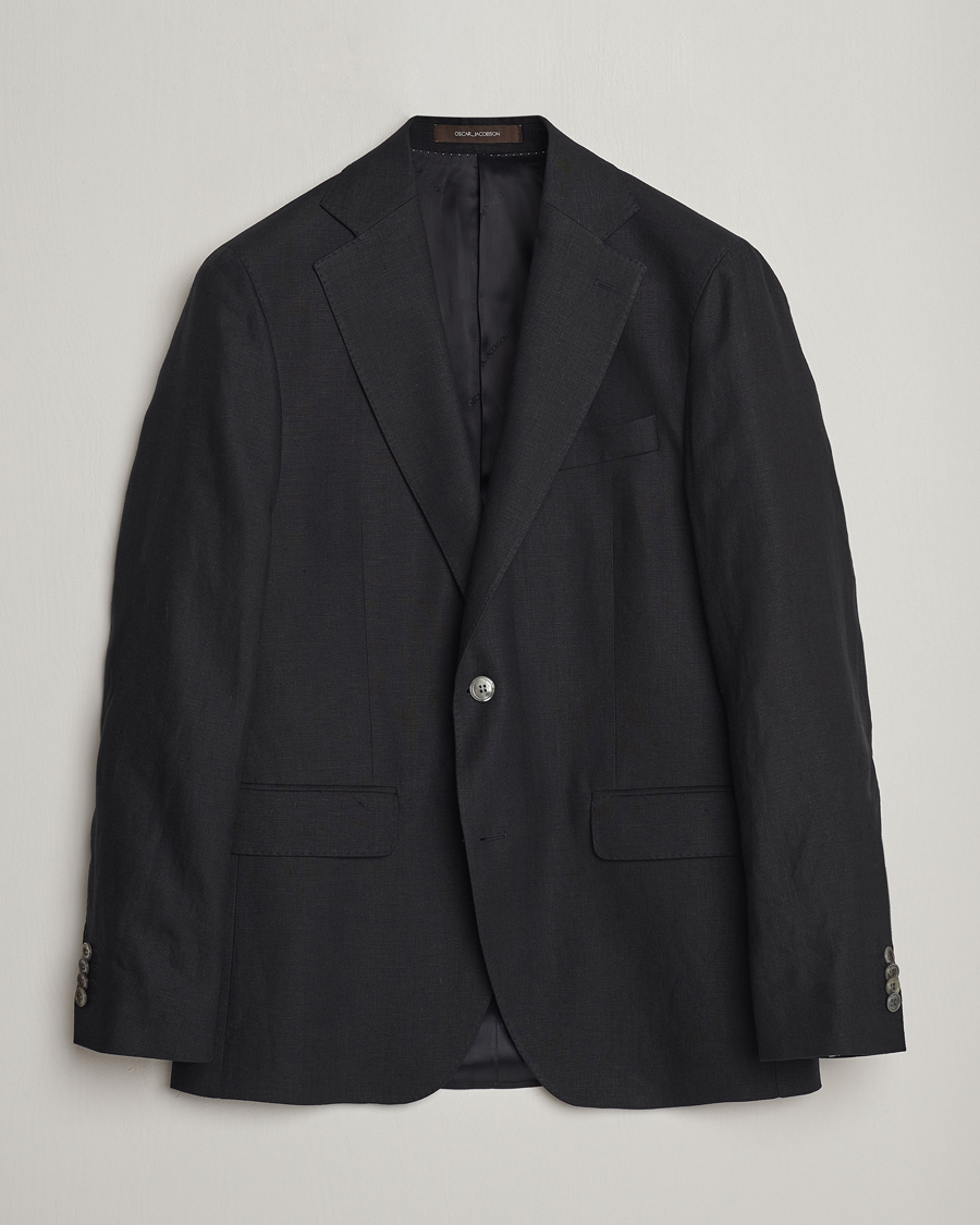 Herr | Kavajer | Oscar Jacobson | Fogerty Linen Blazer Black