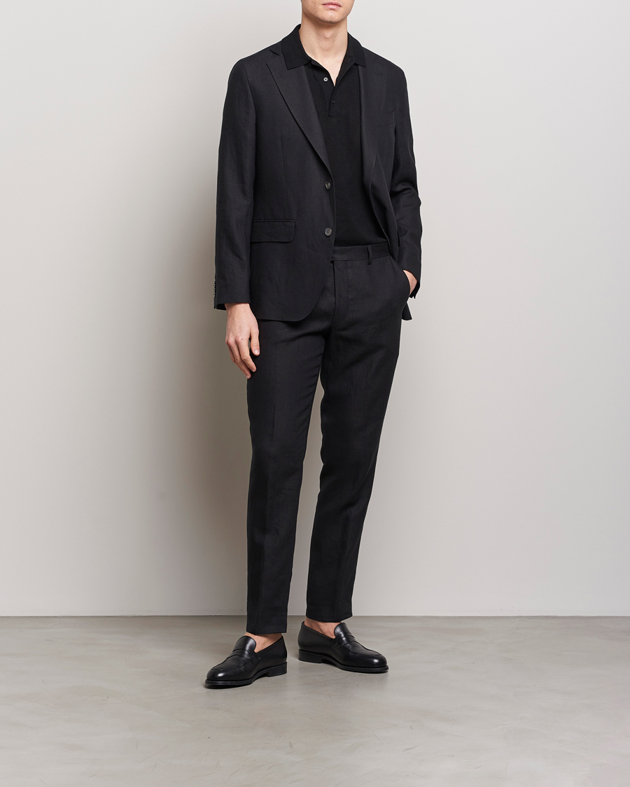 Herr | Kavajer | Oscar Jacobson | Fogerty Linen Blazer Black