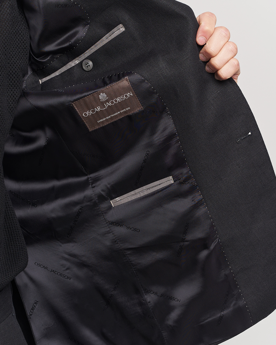 Herr | Kavajer | Oscar Jacobson | Fogerty Linen Blazer Black
