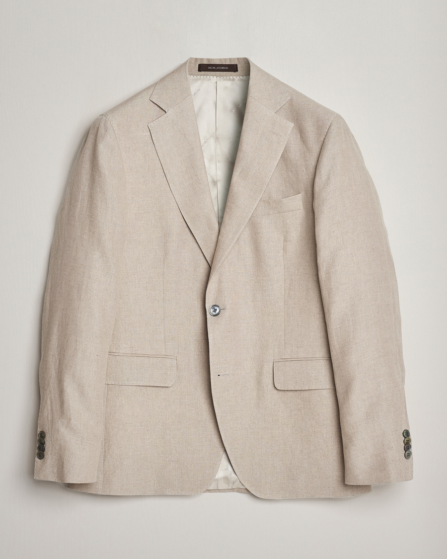 Herr | Kavajer | Oscar Jacobson | Fogerty Linen Blazer Beige