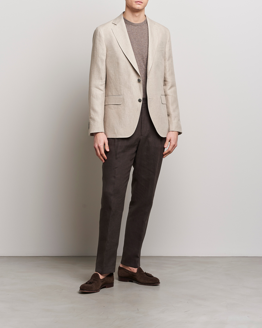 Herr | Kavajer | Oscar Jacobson | Fogerty Linen Blazer Beige