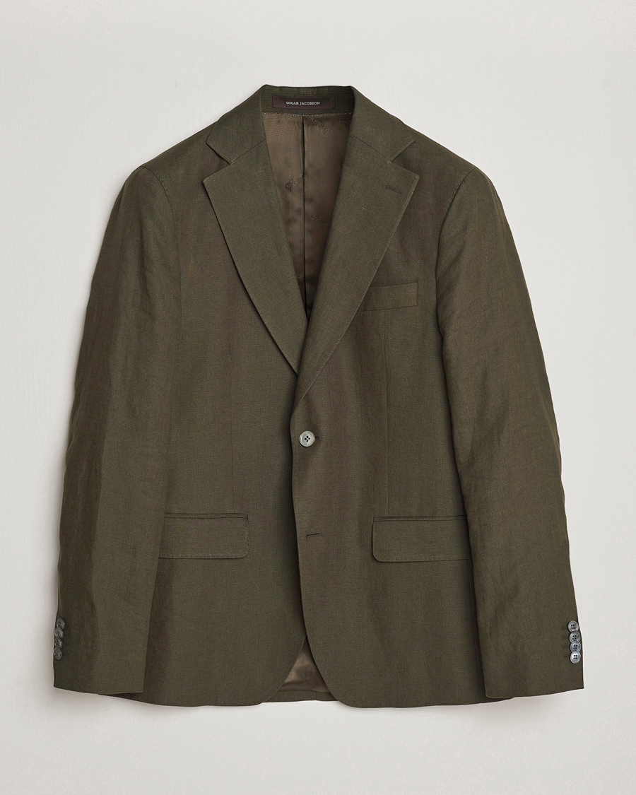 Herr | Kavajer | Oscar Jacobson | Fogerty Linen Blazer Olive