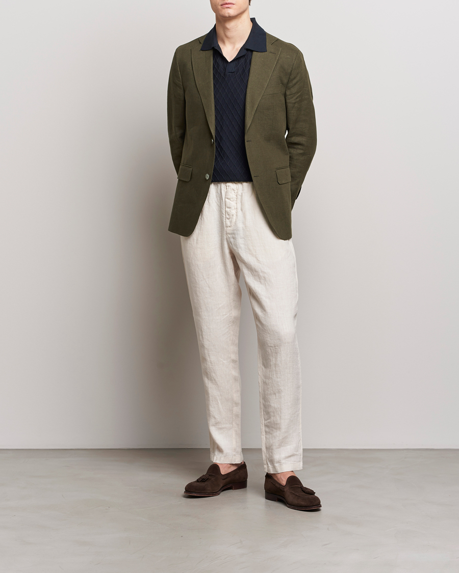 Herr | Kavajer | Oscar Jacobson | Fogerty Linen Blazer Olive