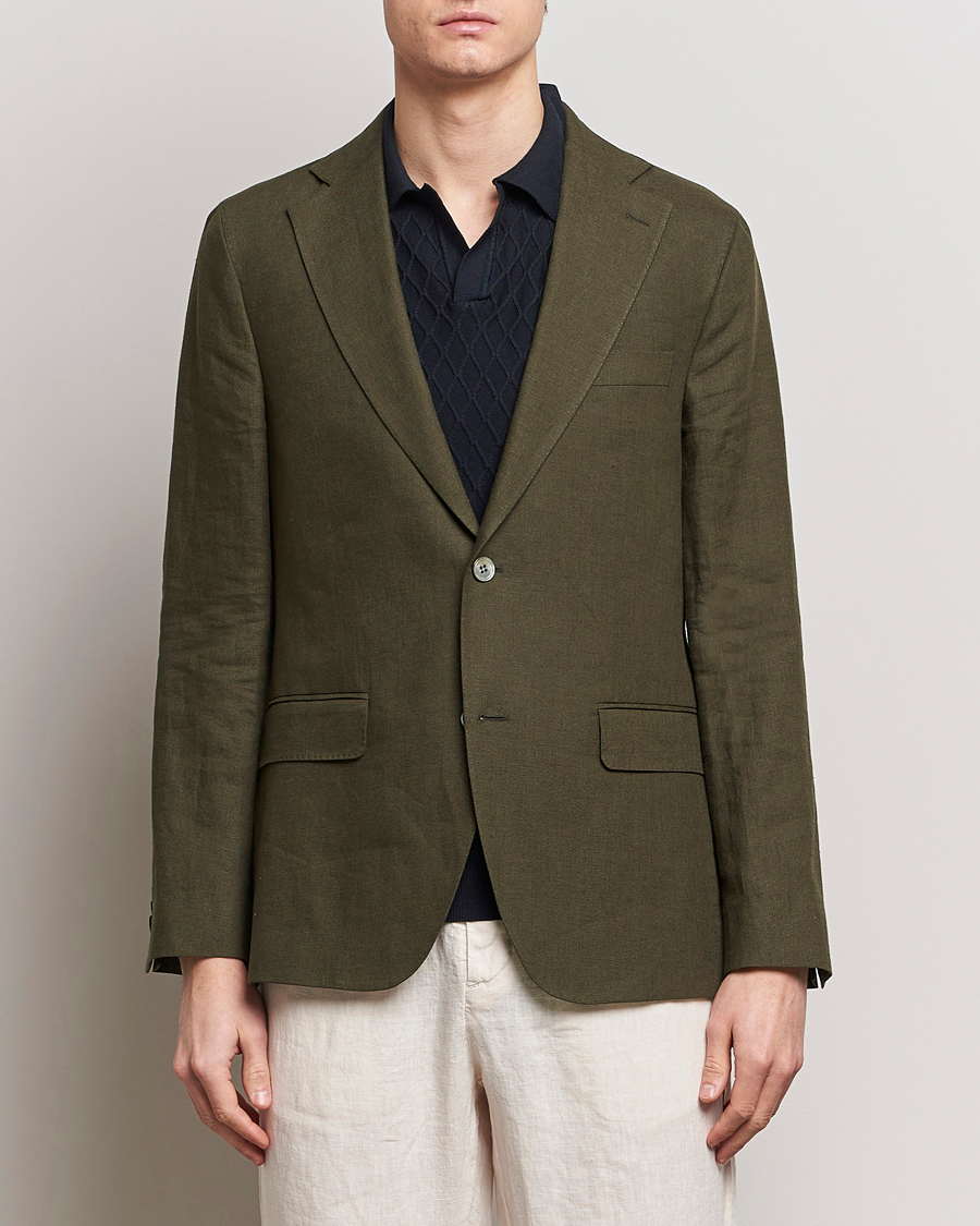 Herr | Kostymkavajer | Oscar Jacobson | Fogerty Linen Blazer Olive