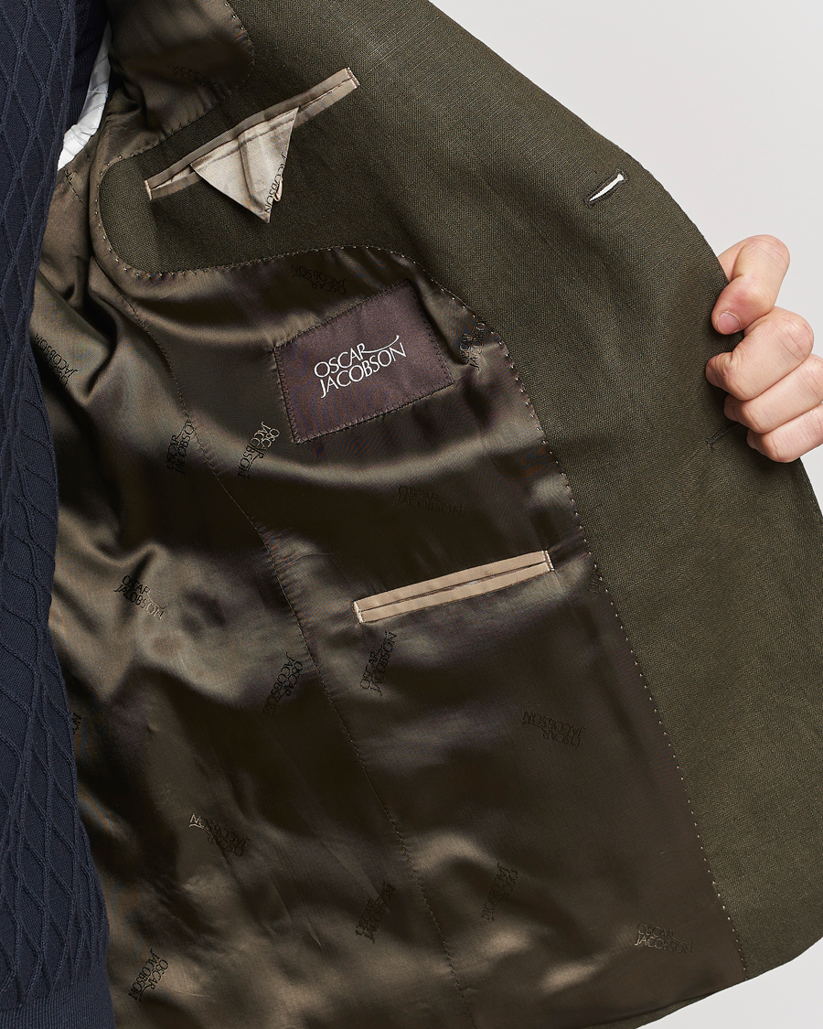 Herr | Kavajer | Oscar Jacobson | Fogerty Linen Blazer Olive