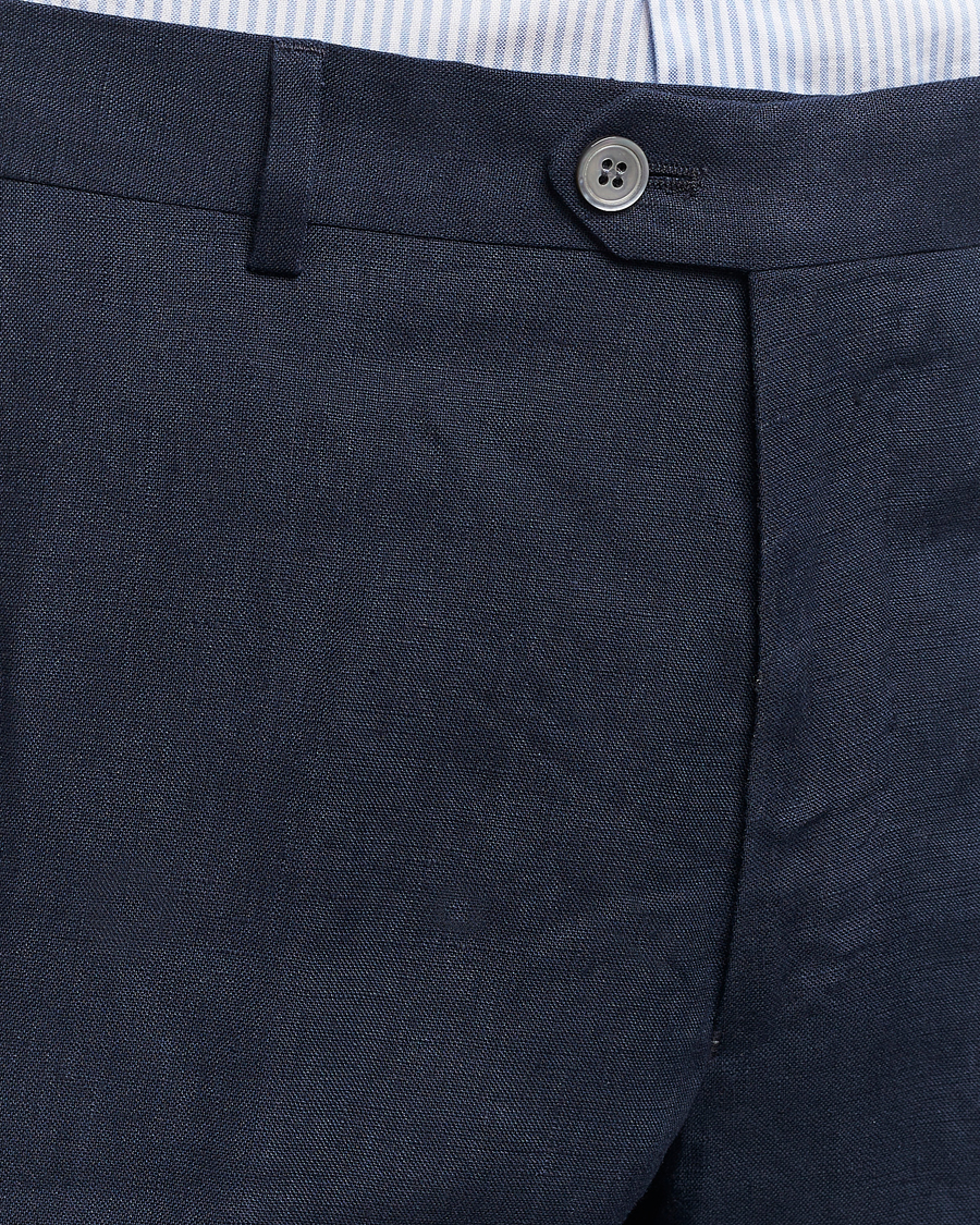 Herr | Byxor | Oscar Jacobson | Denz Linen Trousers Navy
