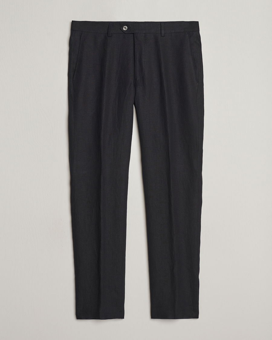 Herr | Byxor | Oscar Jacobson | Denz Linen Trousers Black