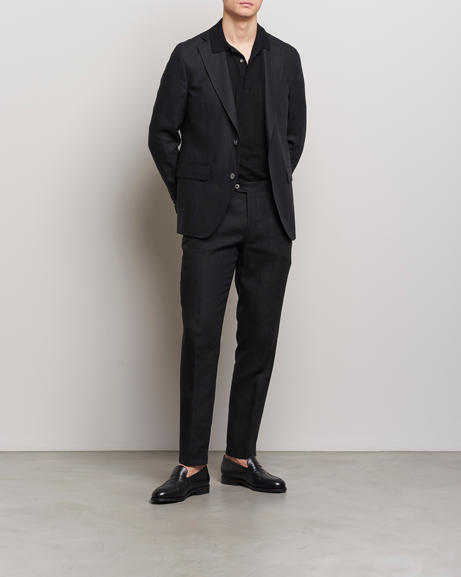 Herr | Byxor | Oscar Jacobson | Denz Linen Trousers Black