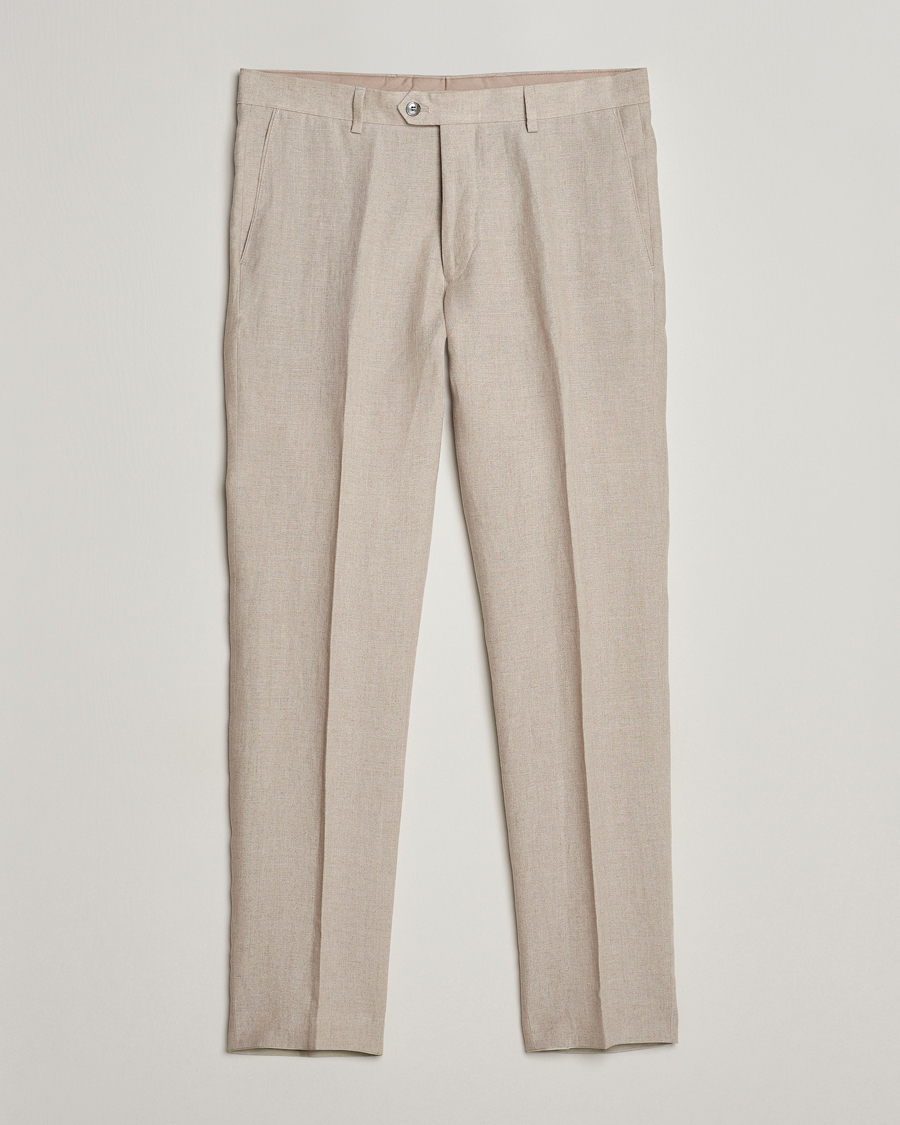 Herr | Byxor | Oscar Jacobson | Denz Linen Trousers Beige