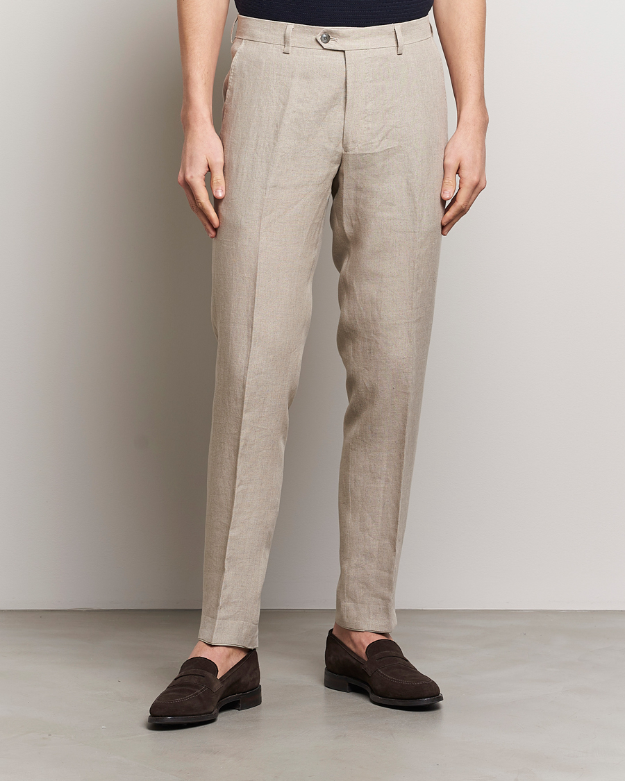 Herr | Oscar Jacobson | Oscar Jacobson | Denz Linen Trousers Beige