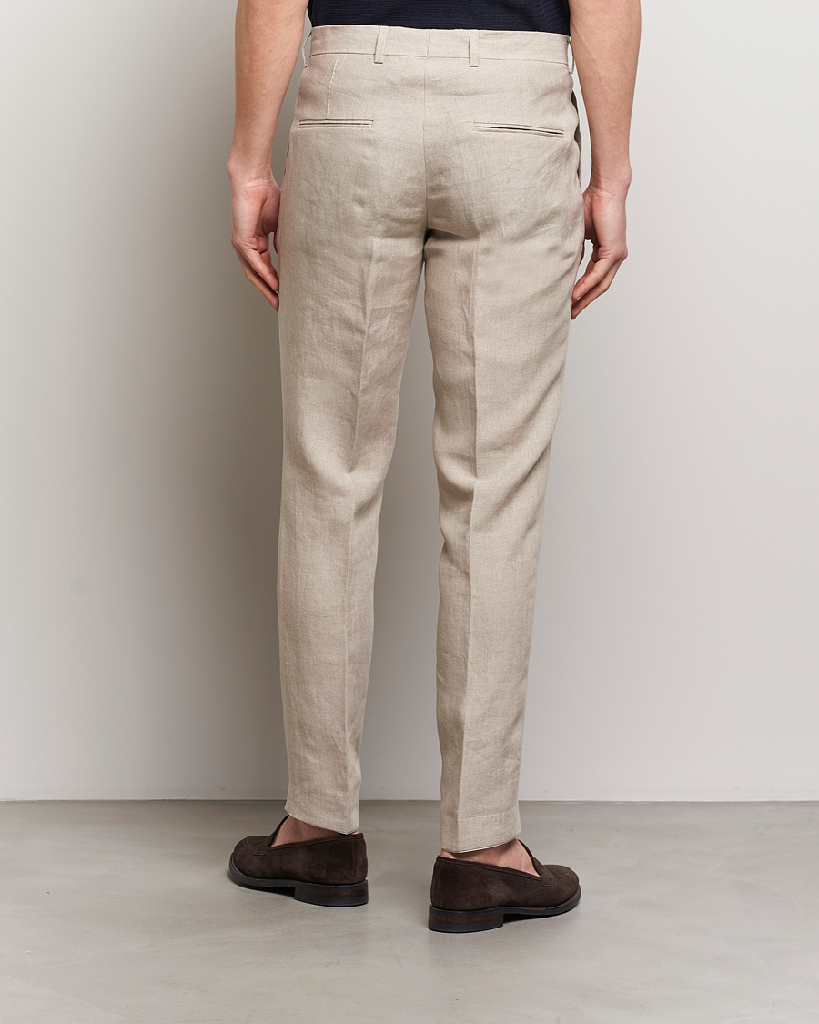 Herr | Byxor | Oscar Jacobson | Denz Linen Trousers Beige