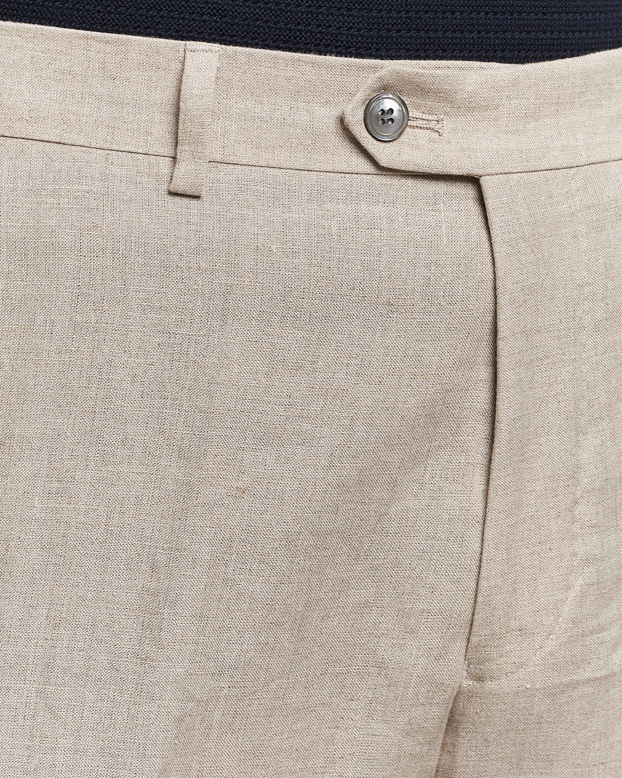 Herr | Byxor | Oscar Jacobson | Denz Linen Trousers Beige