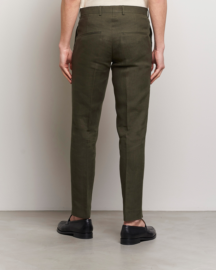 Herr | Byxor | Oscar Jacobson | Denz Linen Trousers Olive