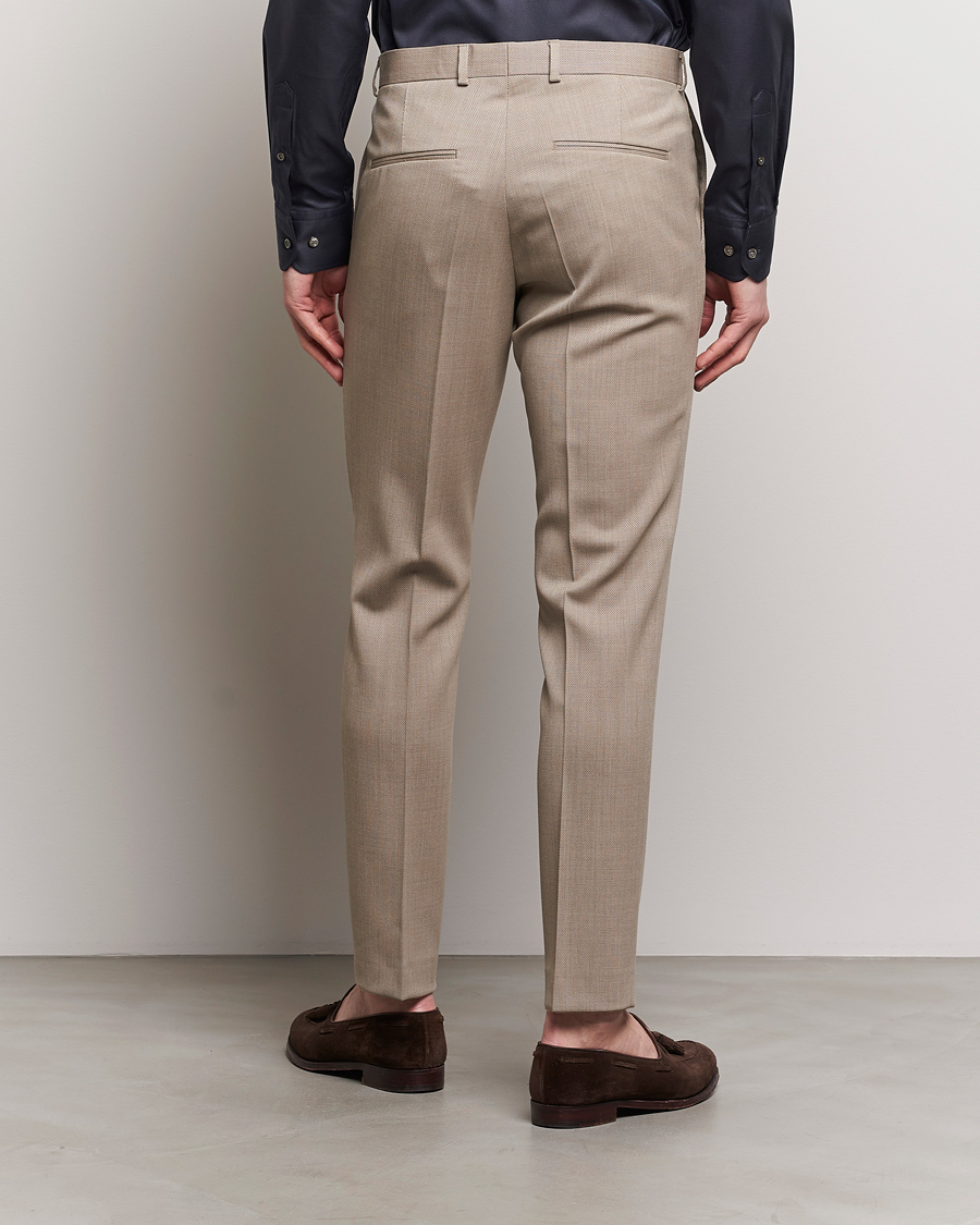 Herr | Byxor | Oscar Jacobson | Denz Structured Wool Trousers Beige