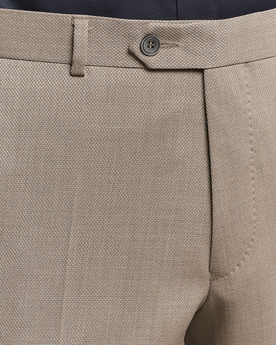 Herr | Byxor | Oscar Jacobson | Denz Structured Wool Trousers Beige
