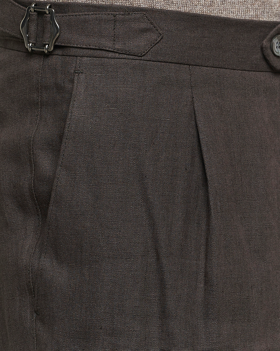 Herr | Byxor | Oscar Jacobson | Delon Linen Trousers Brown