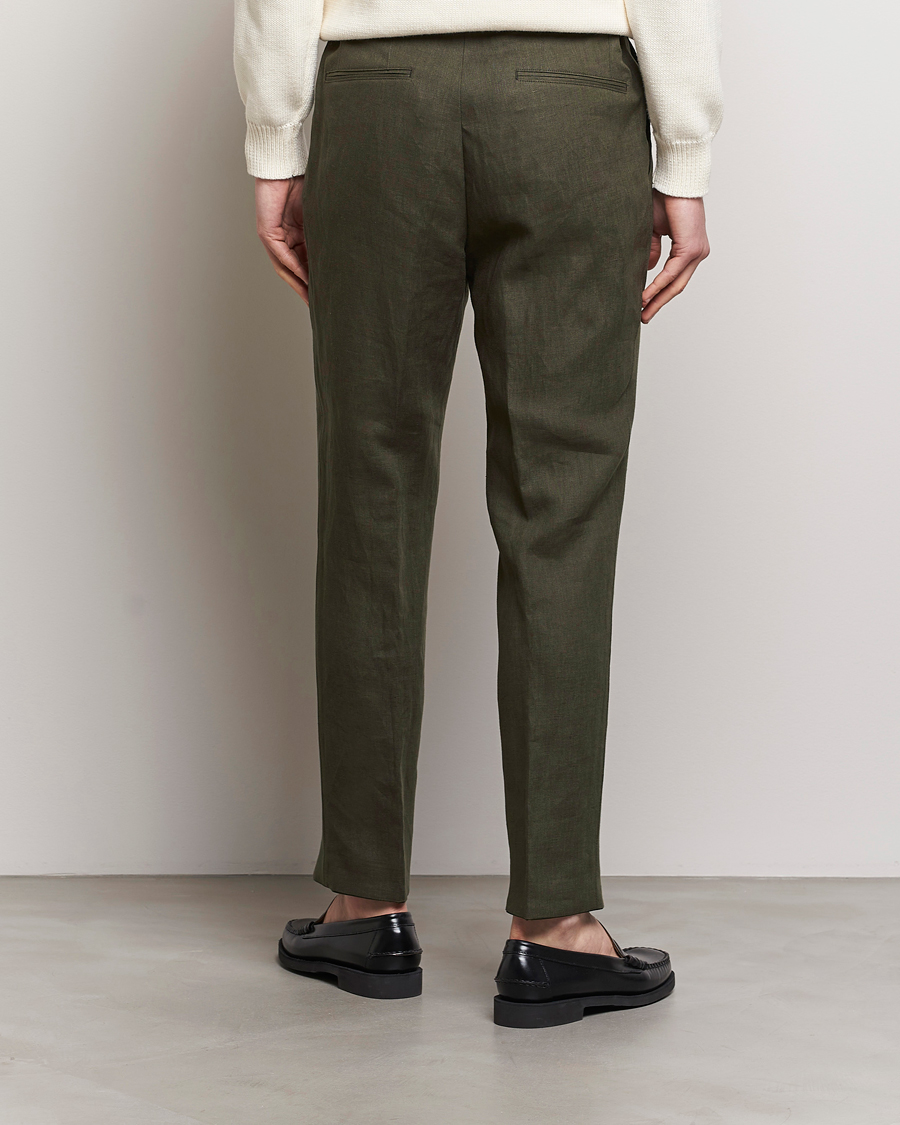 Herr | Byxor | Oscar Jacobson | Delon Linen Trousers Olive