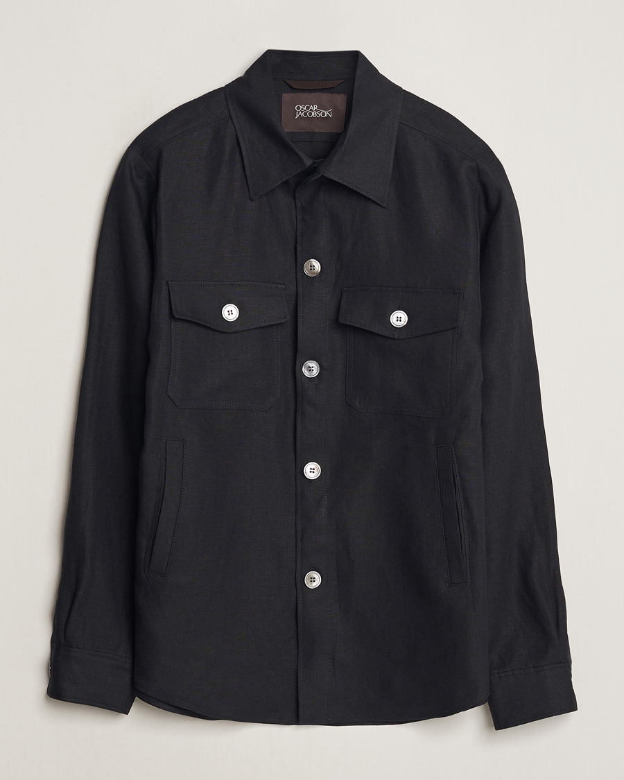 Herr | Skjortor | Oscar Jacobson | Maverick Linen Shirt Jacket Black
