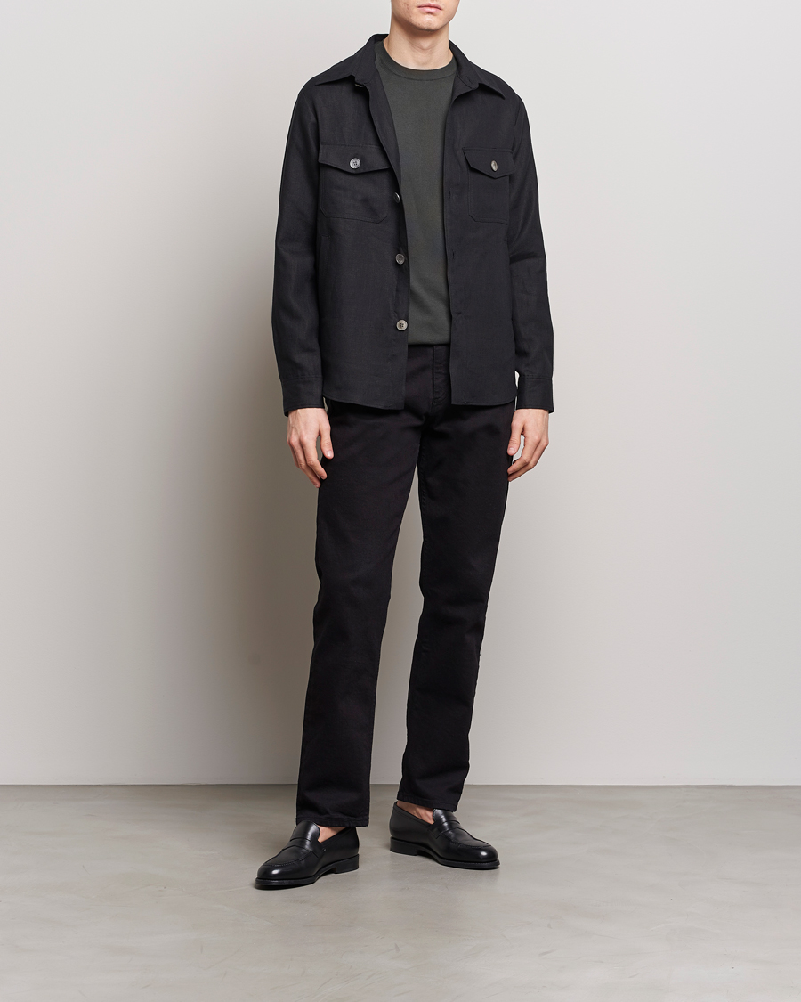 Herr | Skjortor | Oscar Jacobson | Maverick Linen Shirt Jacket Black