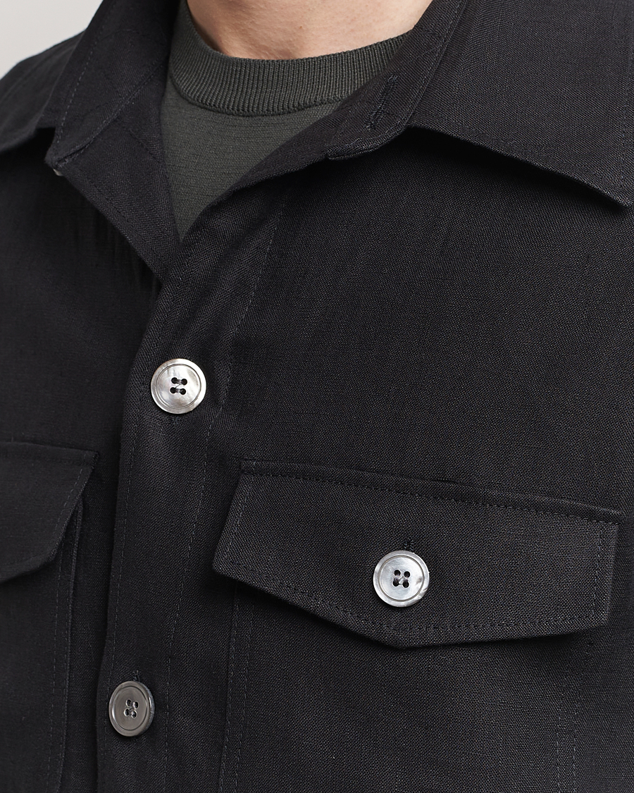 Herr | Skjortor | Oscar Jacobson | Maverick Linen Shirt Jacket Black