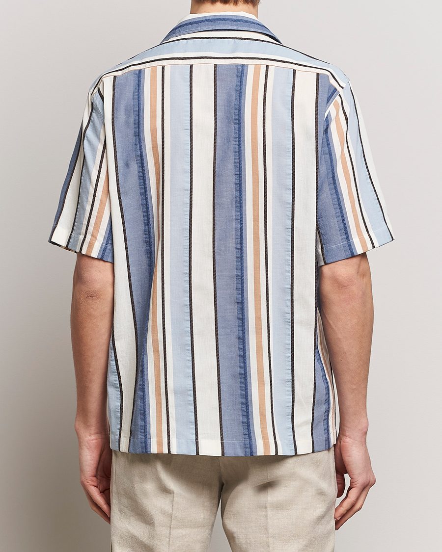 Herr | Skjortor | Oscar Jacobson | Hanks Short Sleeve Striped Cotton Shirt Multi