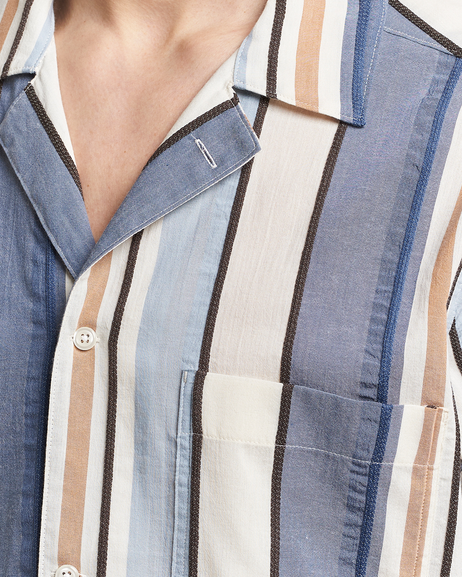 Herr | Skjortor | Oscar Jacobson | Hanks Short Sleeve Striped Cotton Shirt Multi