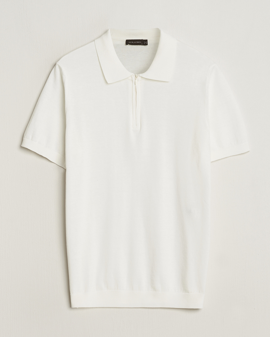 Herr | Pikéer | Oscar Jacobson | Otto Short Sleeve Zip Polo White