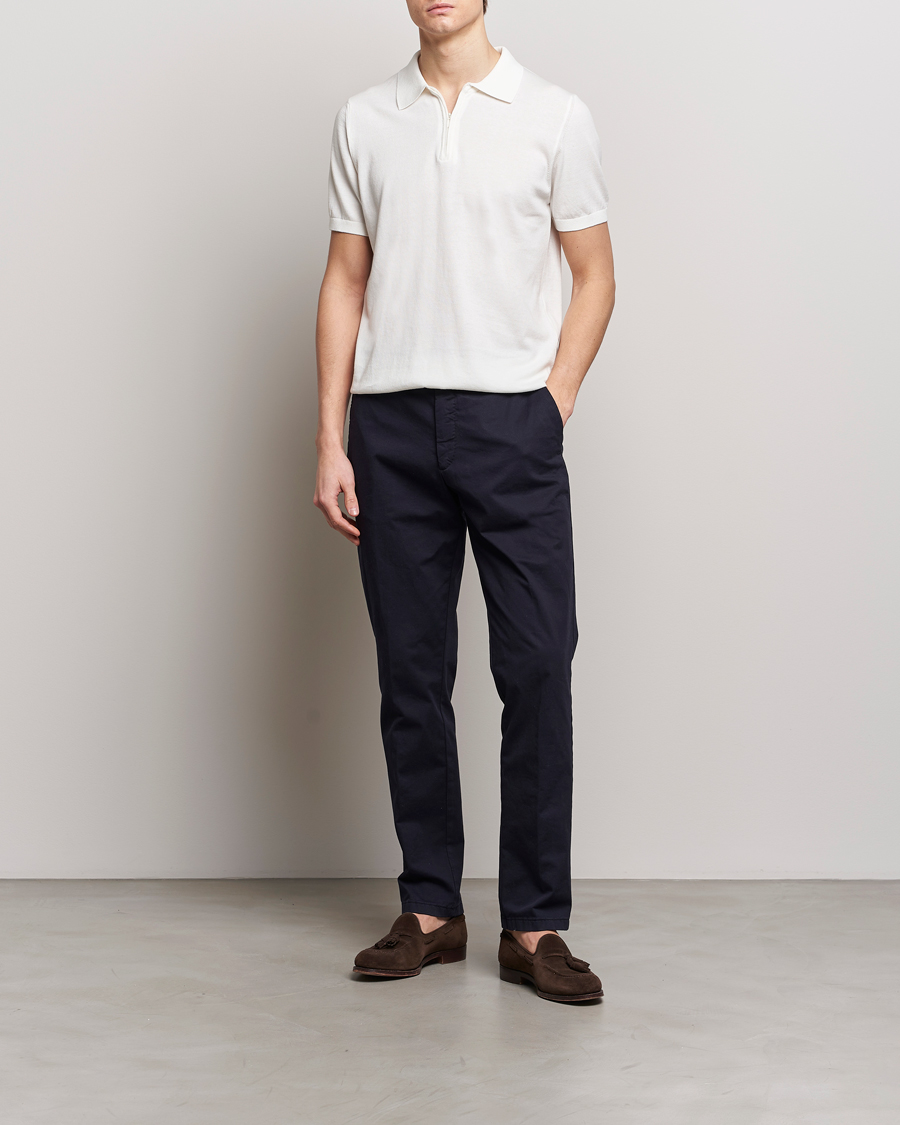 Herr | Pikéer | Oscar Jacobson | Otto Short Sleeve Zip Polo White