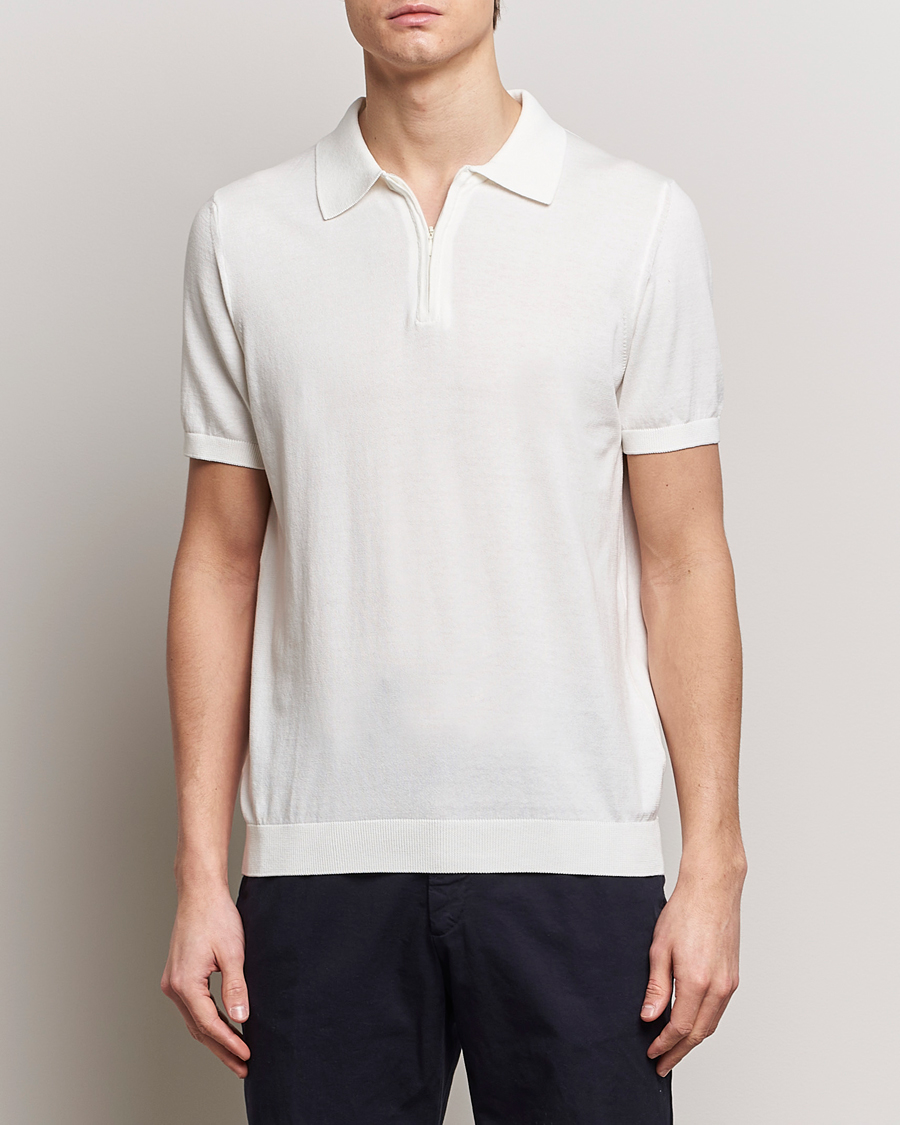 Herr |  | Oscar Jacobson | Otto Short Sleeve Zip Polo White