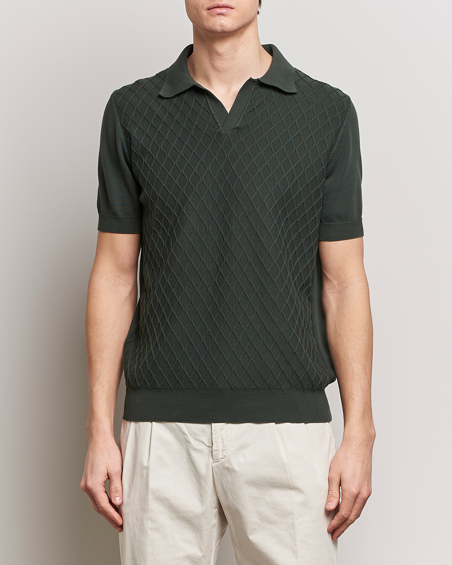 Herr | Pikéer | Oscar Jacobson | Mirza Structured Cotton Polo Olive