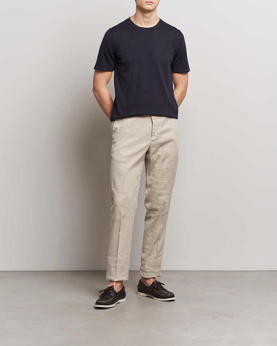 Herr | T-Shirts | Oscar Jacobson | Brian Knitted Cotton T-Shirt Navy