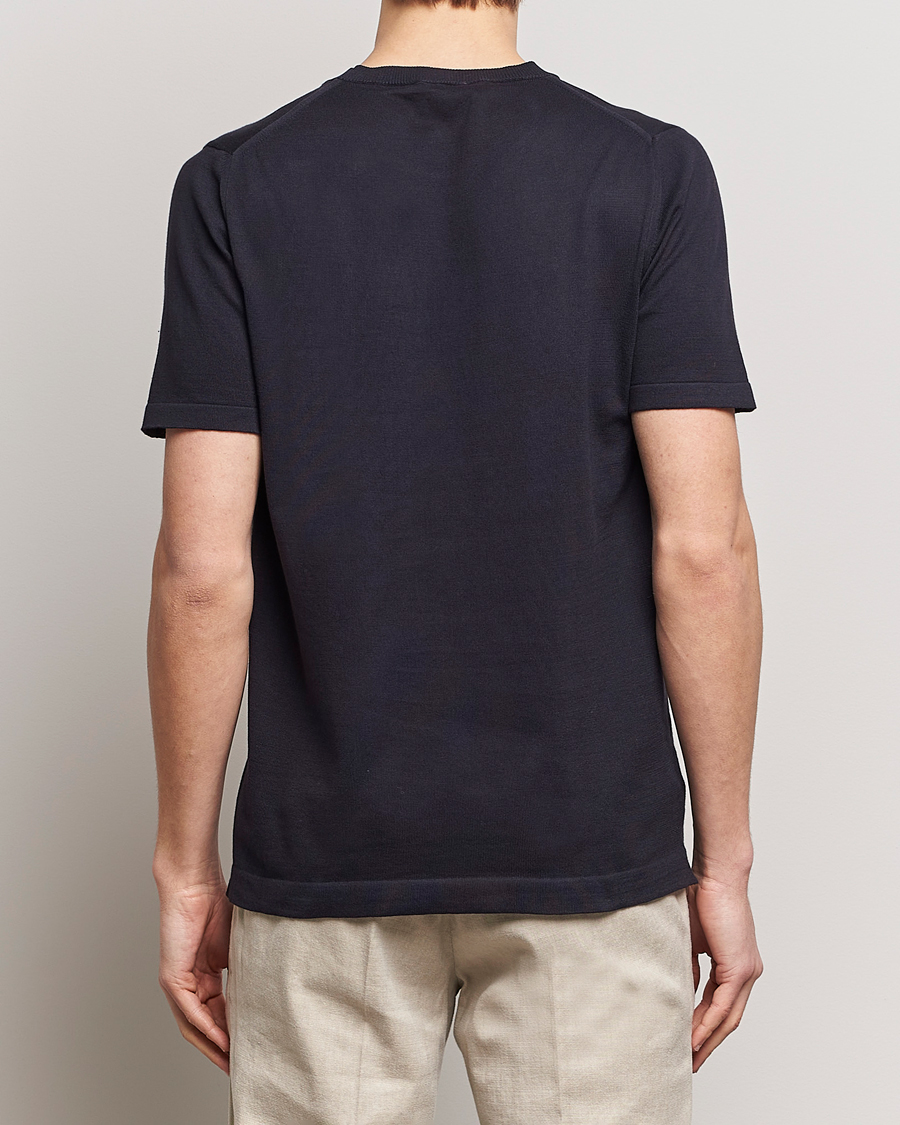 Herr | T-Shirts | Oscar Jacobson | Brian Knitted Cotton T-Shirt Navy