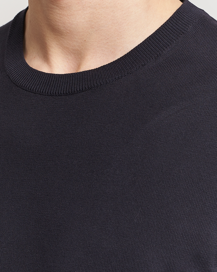 Herr | T-Shirts | Oscar Jacobson | Brian Knitted Cotton T-Shirt Navy