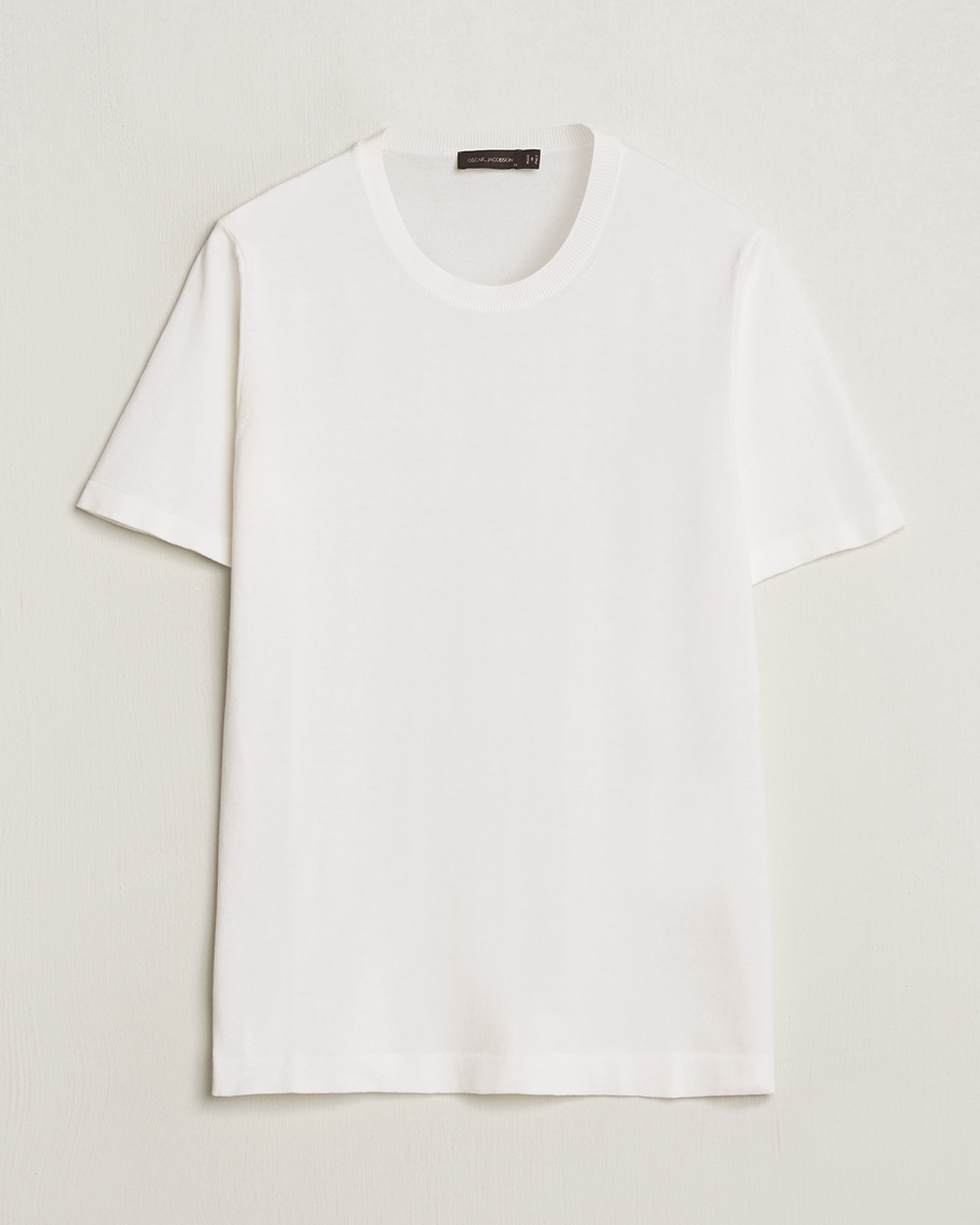 Herr | T-Shirts | Oscar Jacobson | Brian Knitted Cotton T-Shirt White
