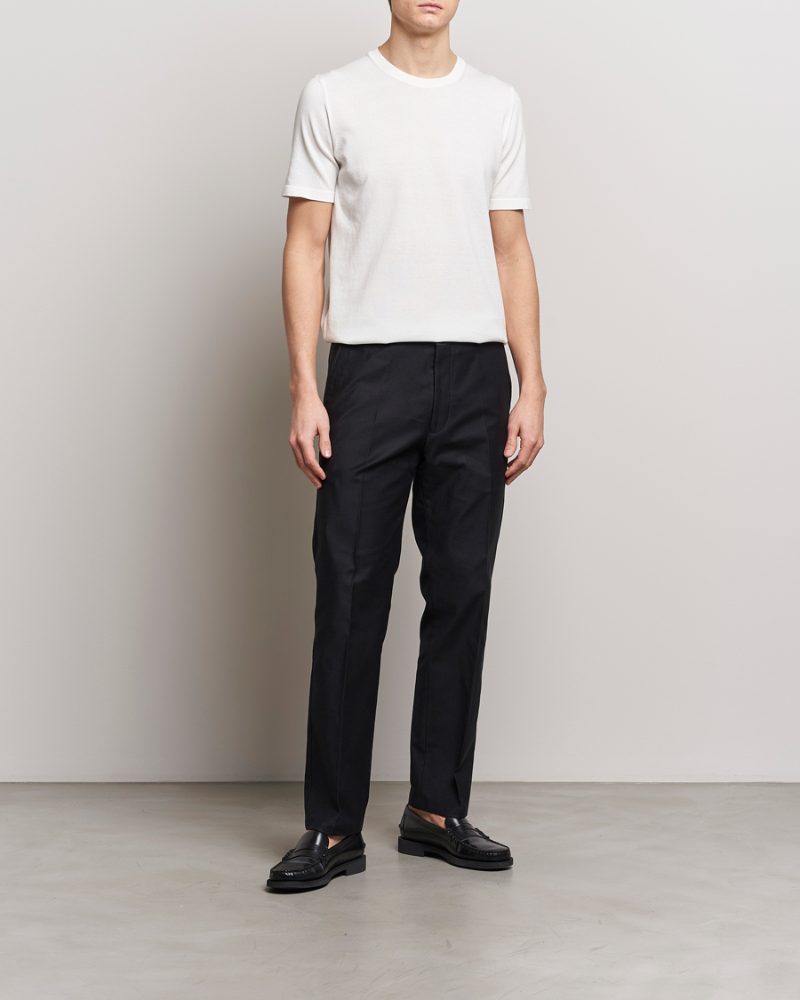 Herr | T-Shirts | Oscar Jacobson | Brian Knitted Cotton T-Shirt White